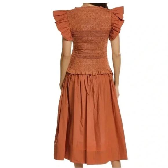 ULLA JOHNSON Madeline Smocked Midi Dress Size 6 NWT - Picture 8 of 8